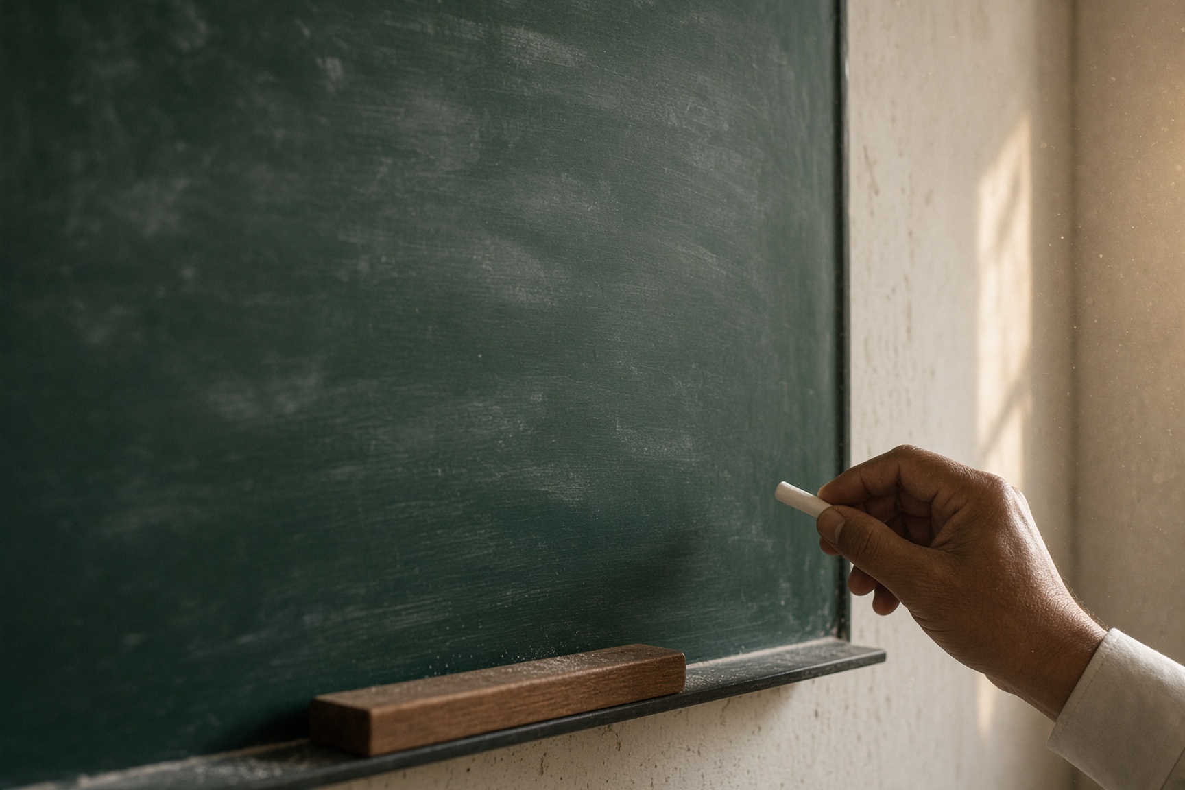 Teacher writing on the chalkboard