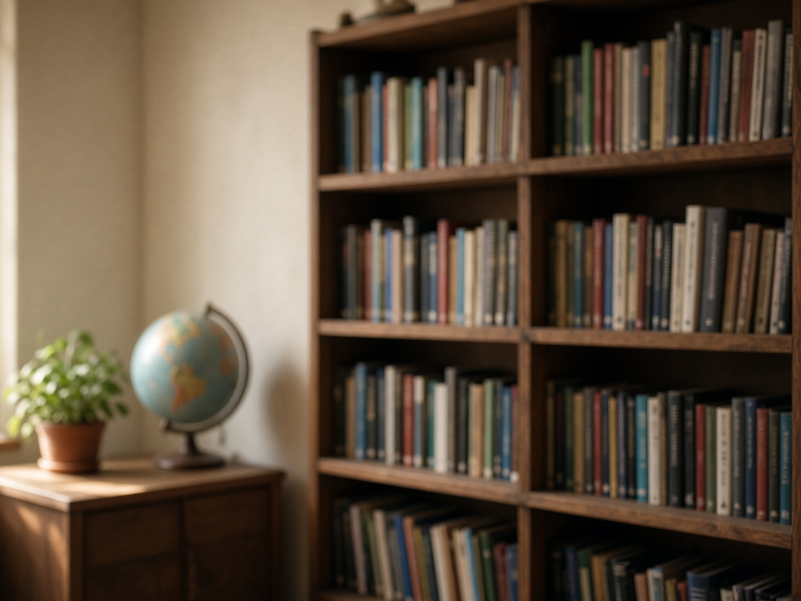 Library corner with textbooks
